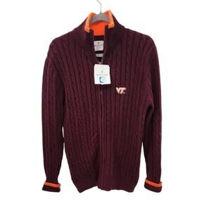 New Emerson Street Peruvian Collection Virginia Tech Full Zip Cable Cardigan L